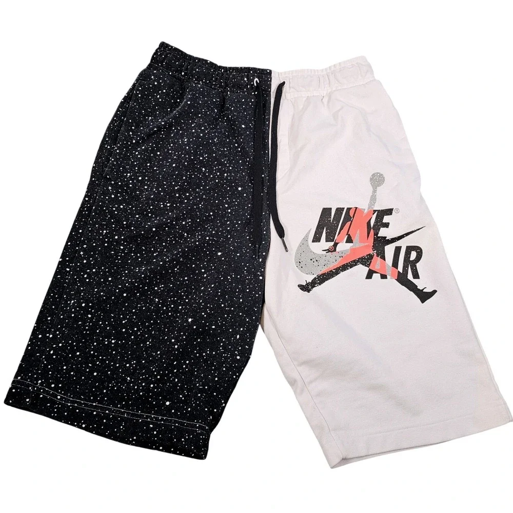 Jordan Jumpman Classics Fleece‎ Shorts Mens Medium White Black Split CK2854-100